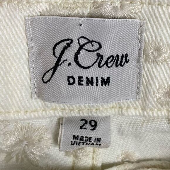 J. Crew | White Floral Embroidered Billie Demi Door Cropped Jeans Size 29 - Picture 8 of 12